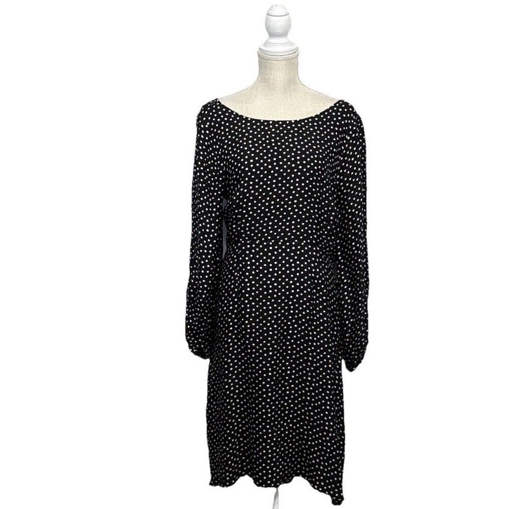 Anthropologie Agatha Polka Dot Midi Dress 10 Petite  Cutout Twist Back Viscose